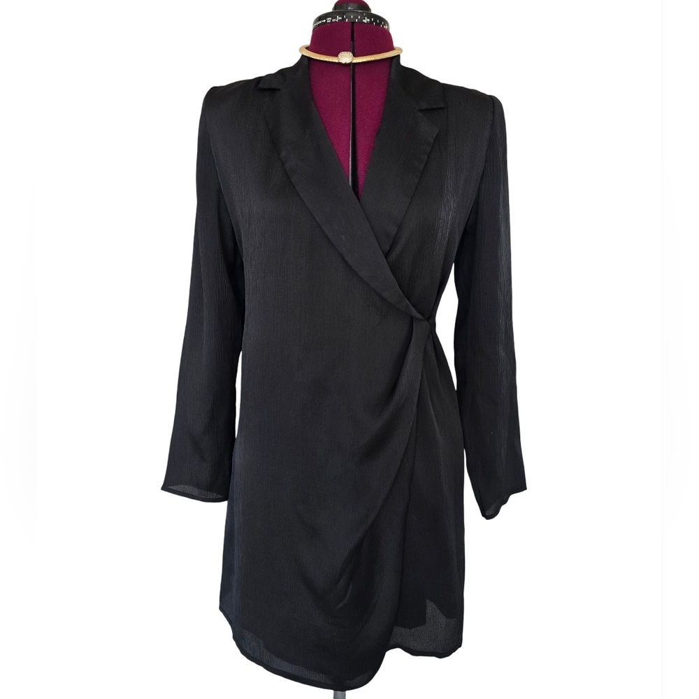 Giani Bini Black Wrap Long Sleeve Mini Dress Size 6 Wedding Guest Party Cocktail